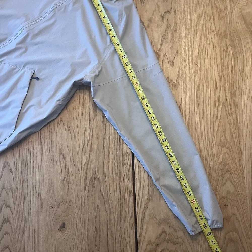 Merrall Mens XL Windbreaker Light Gray Pockets Hidden Hood Outdoor Jacket